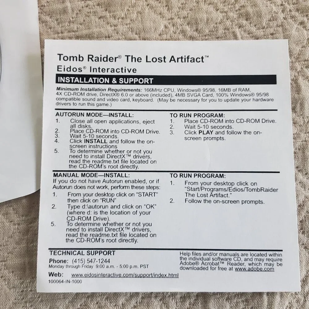 Lot Tomb Raider III 3 Croft Lost Artifact Last Revelation CD-ROM PC Video Game